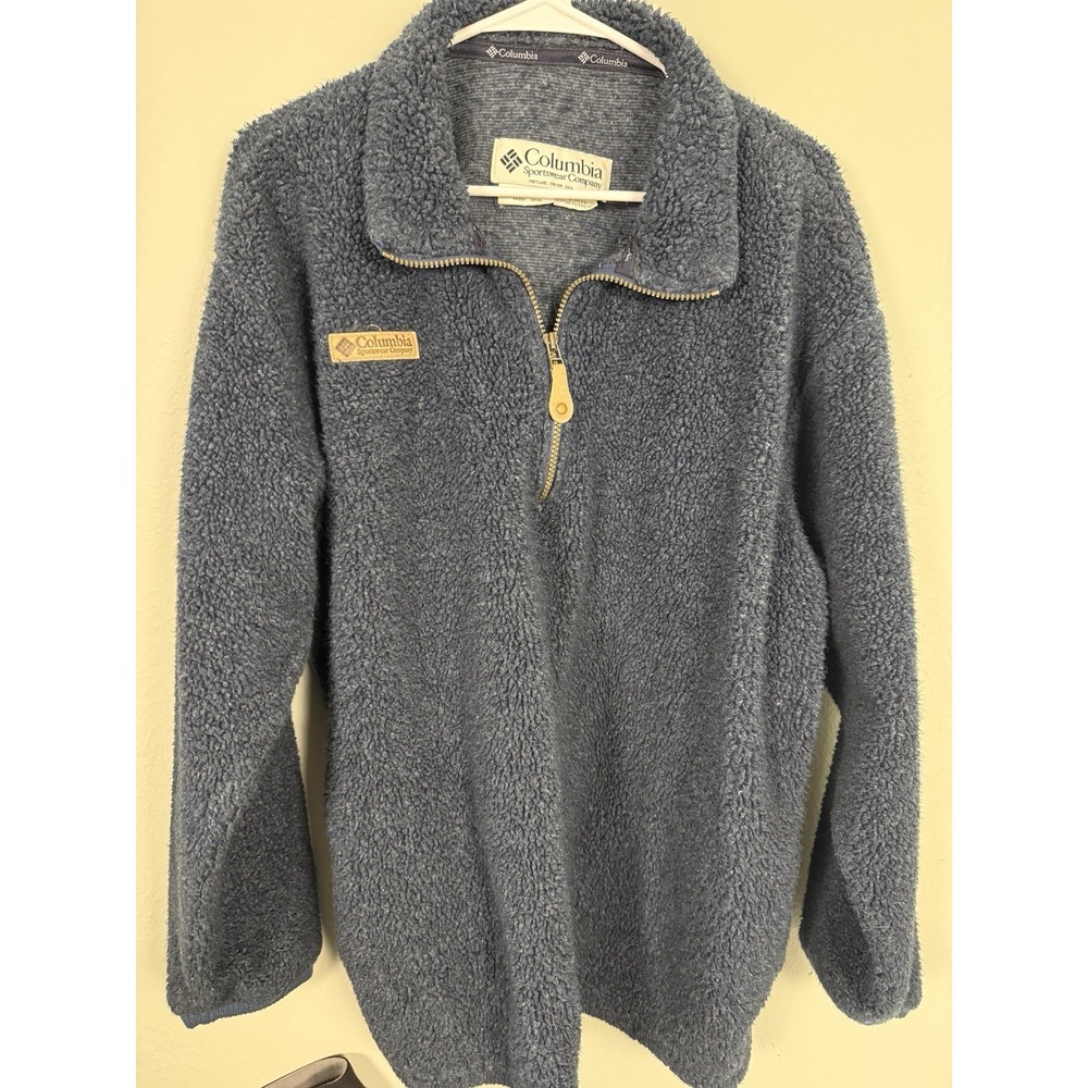 Columbia Sportswear Sherpa Fleece 1/4 Zip Pullover Jacket Blue XL
